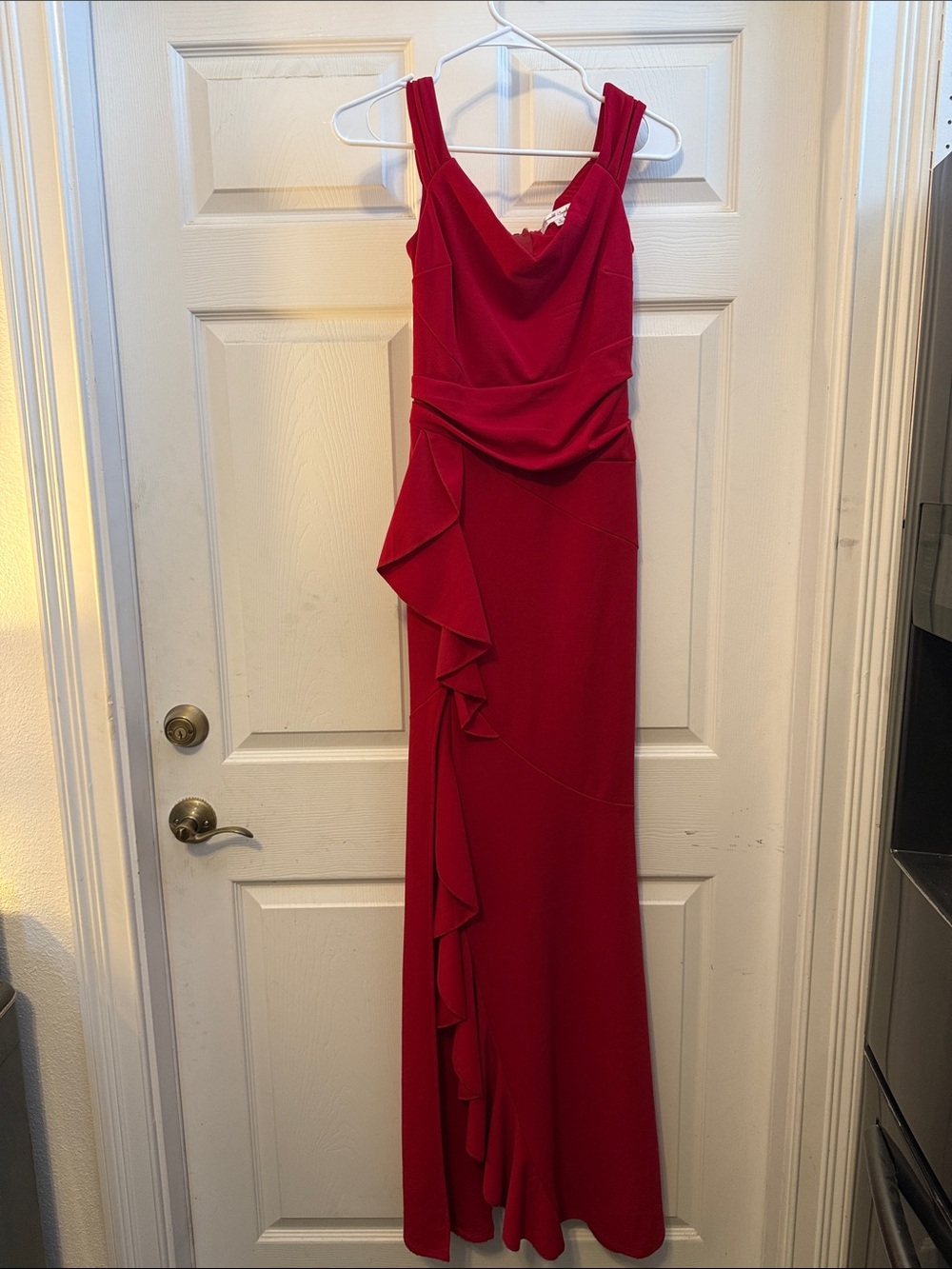 Emerald Sundae Red Sleeveless Ruffle Maxi Dress